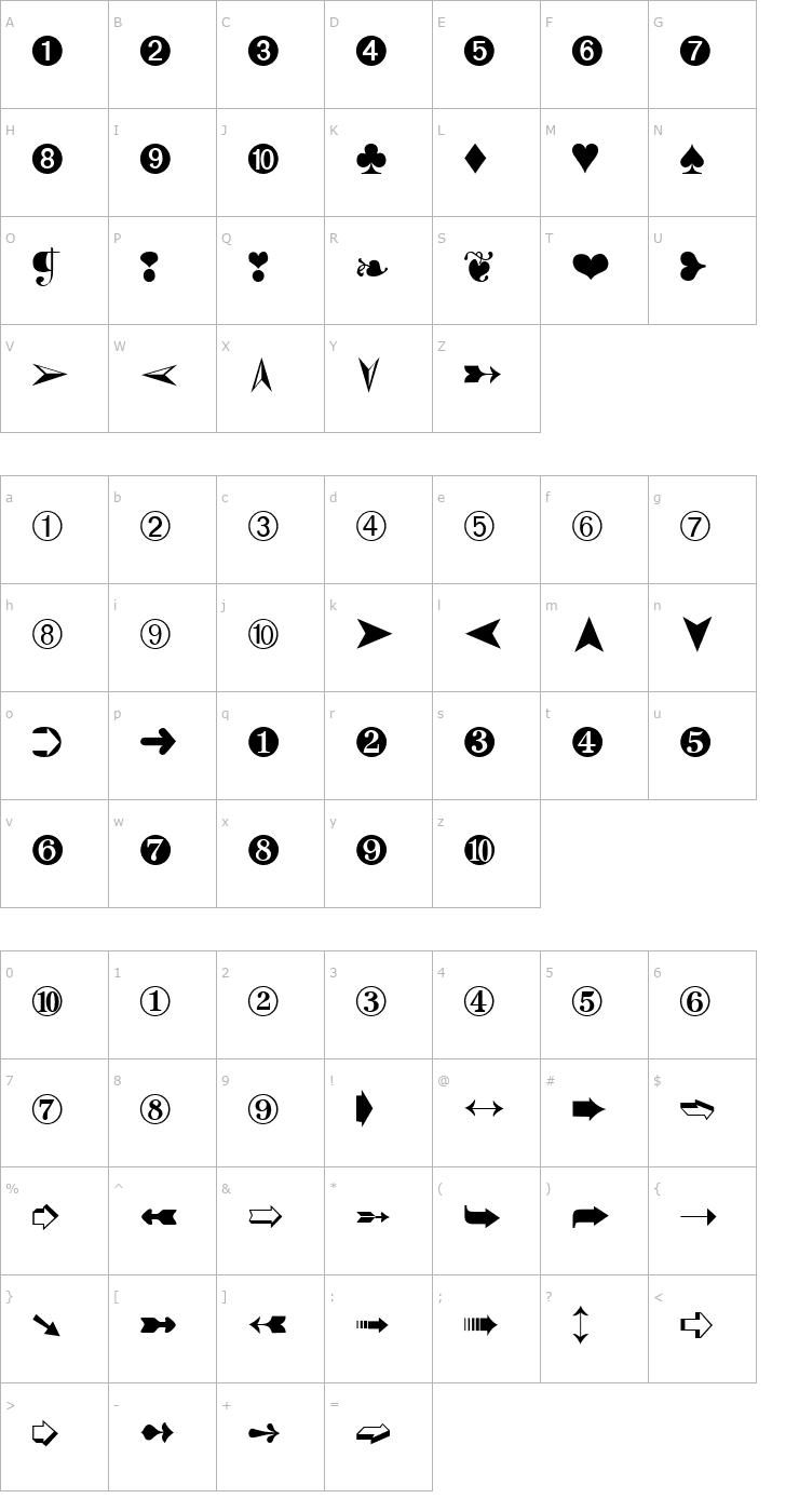 Character Map DingBats2 Font