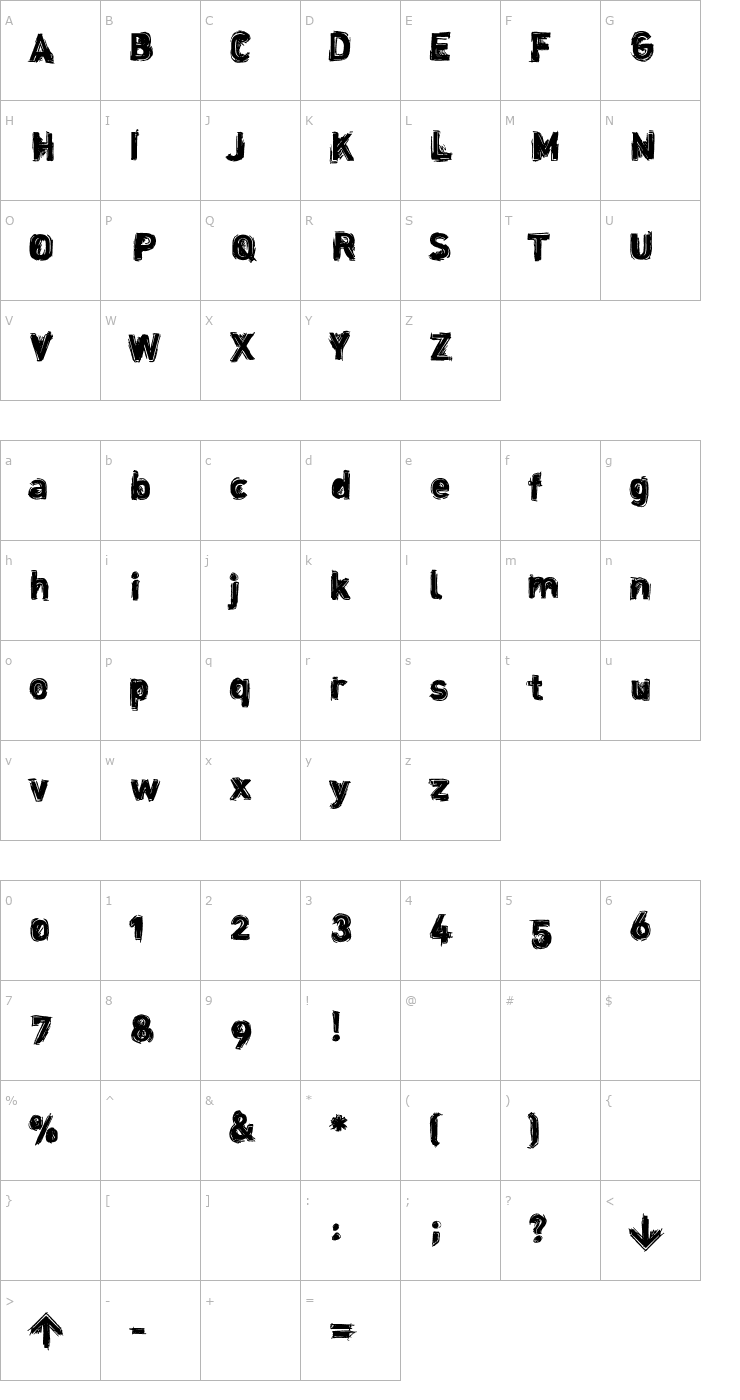 Character Map Dinstik Font