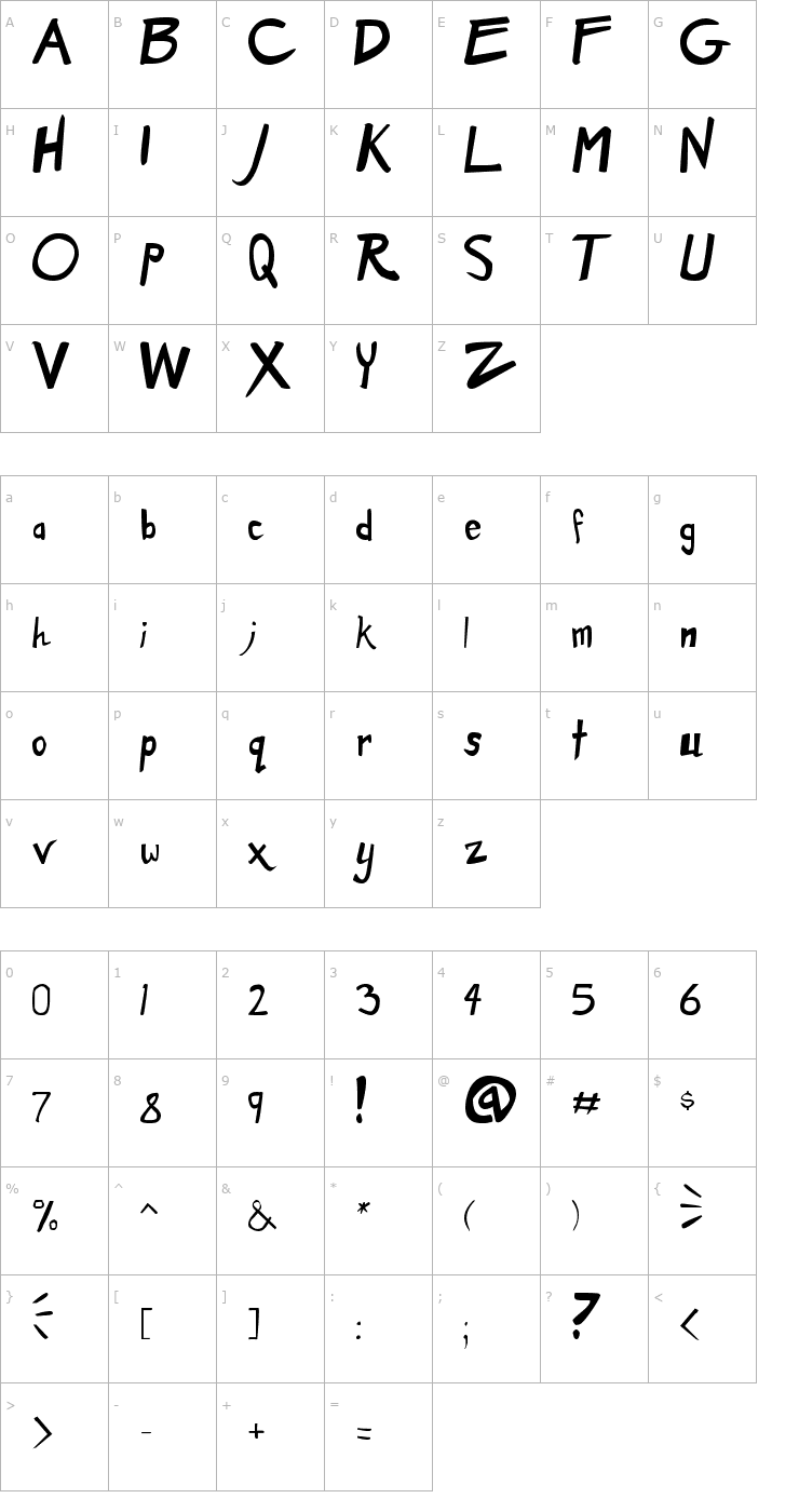 Character Map Dirty Duo Bold Font