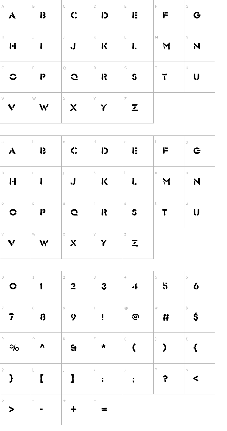 Character Map Dirty26 Becker Font