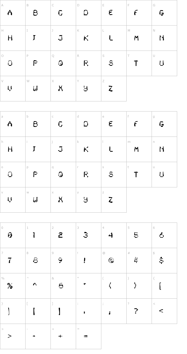 Character Map Dirty47 Becker Font