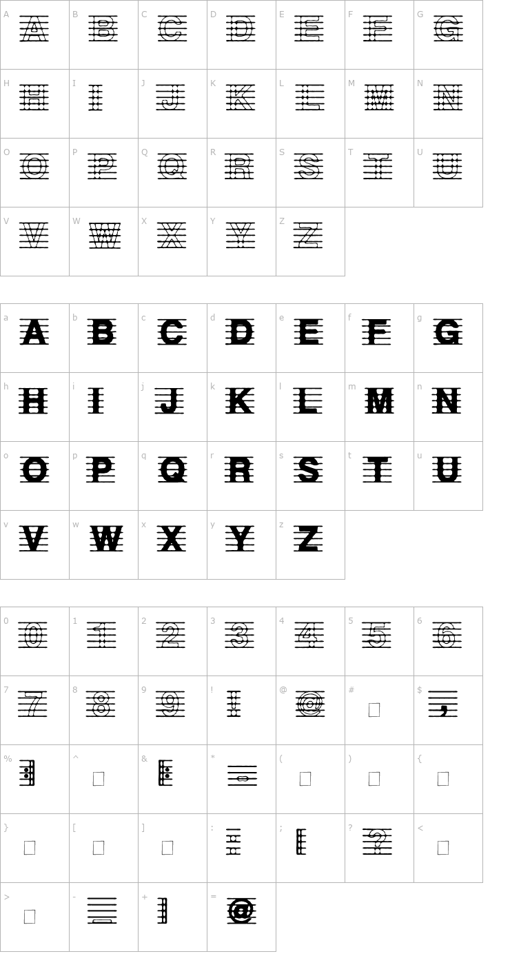 Character Map distracted musician Font