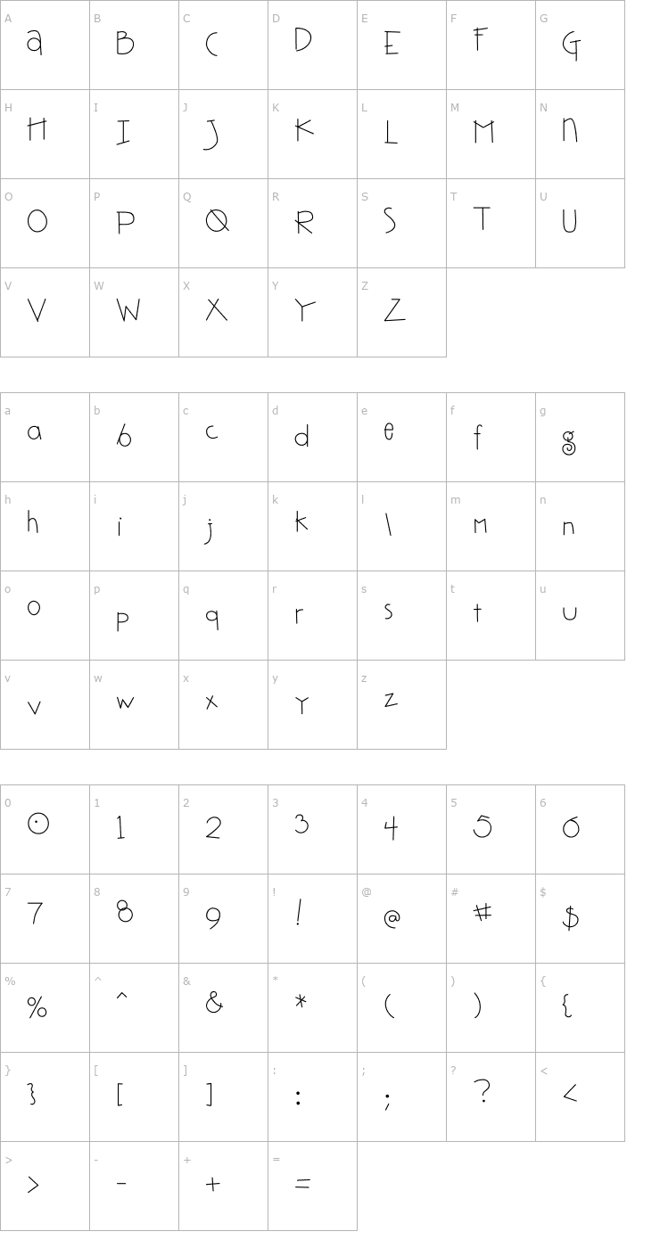 Character Map DJ Jumble Font