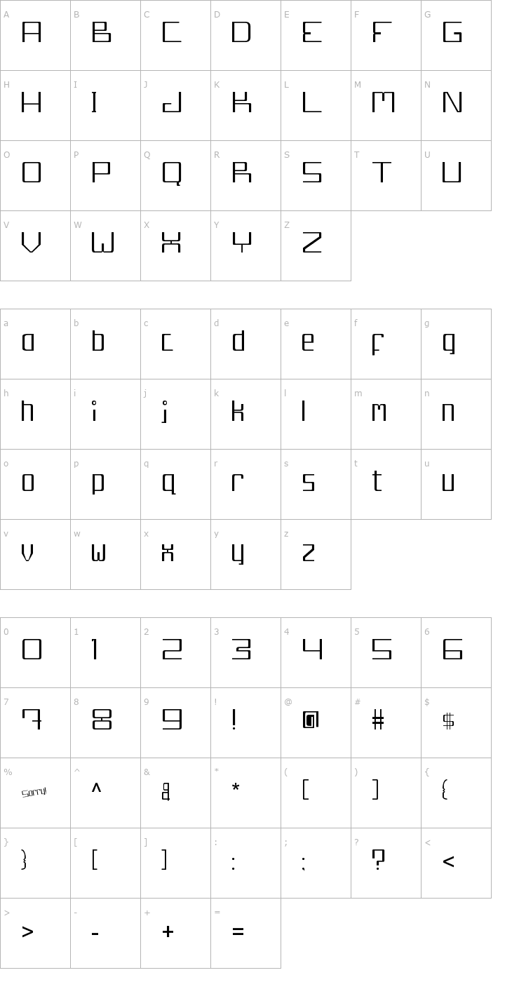 Character Map Djakarta 13210 Font