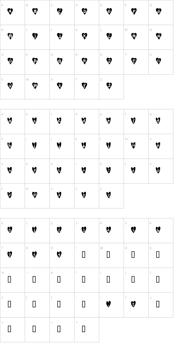 Character Map Djellibejbi Font