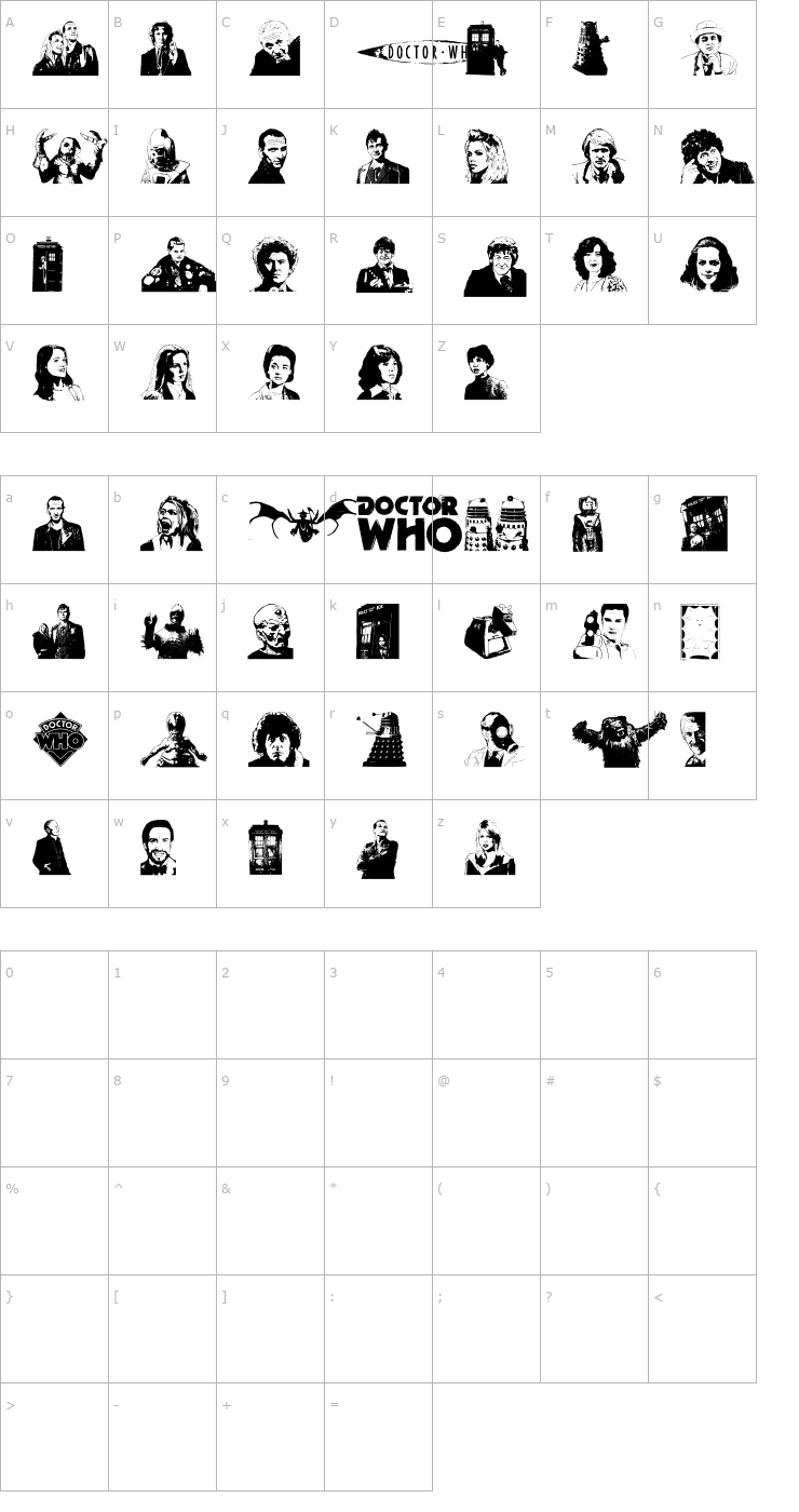 Character Map Doctor Who 2006 Font