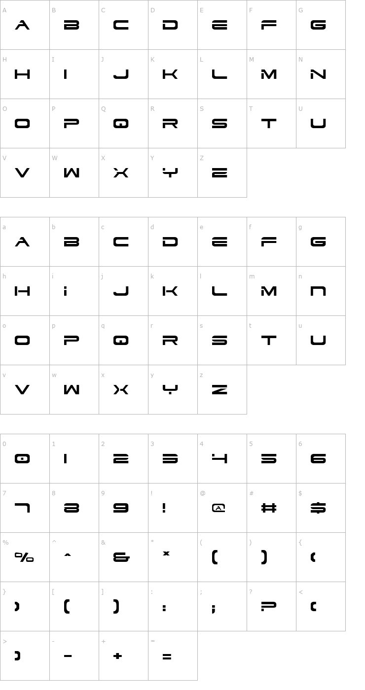 Character Map Dodger Font