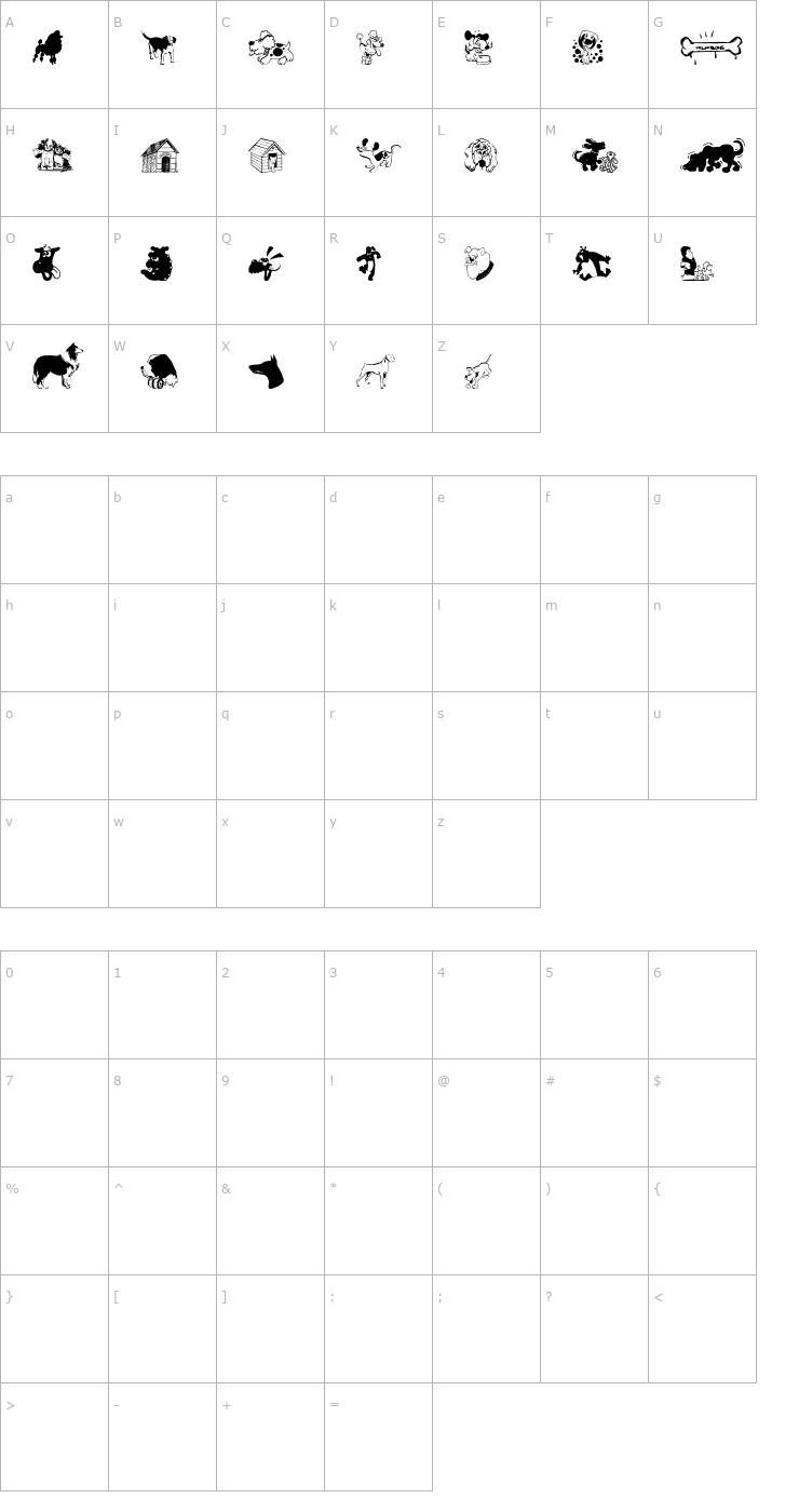 Character Map dog_csp Font