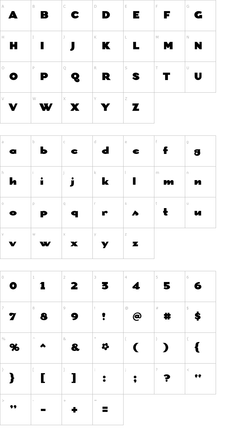 Character Map DogmaBlack Font