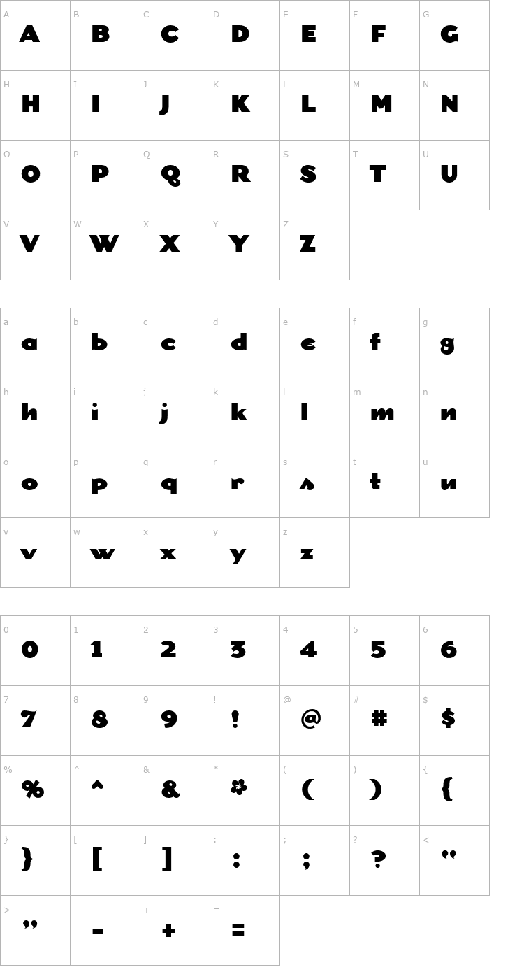 Character Map DogmaBlack Regular Font