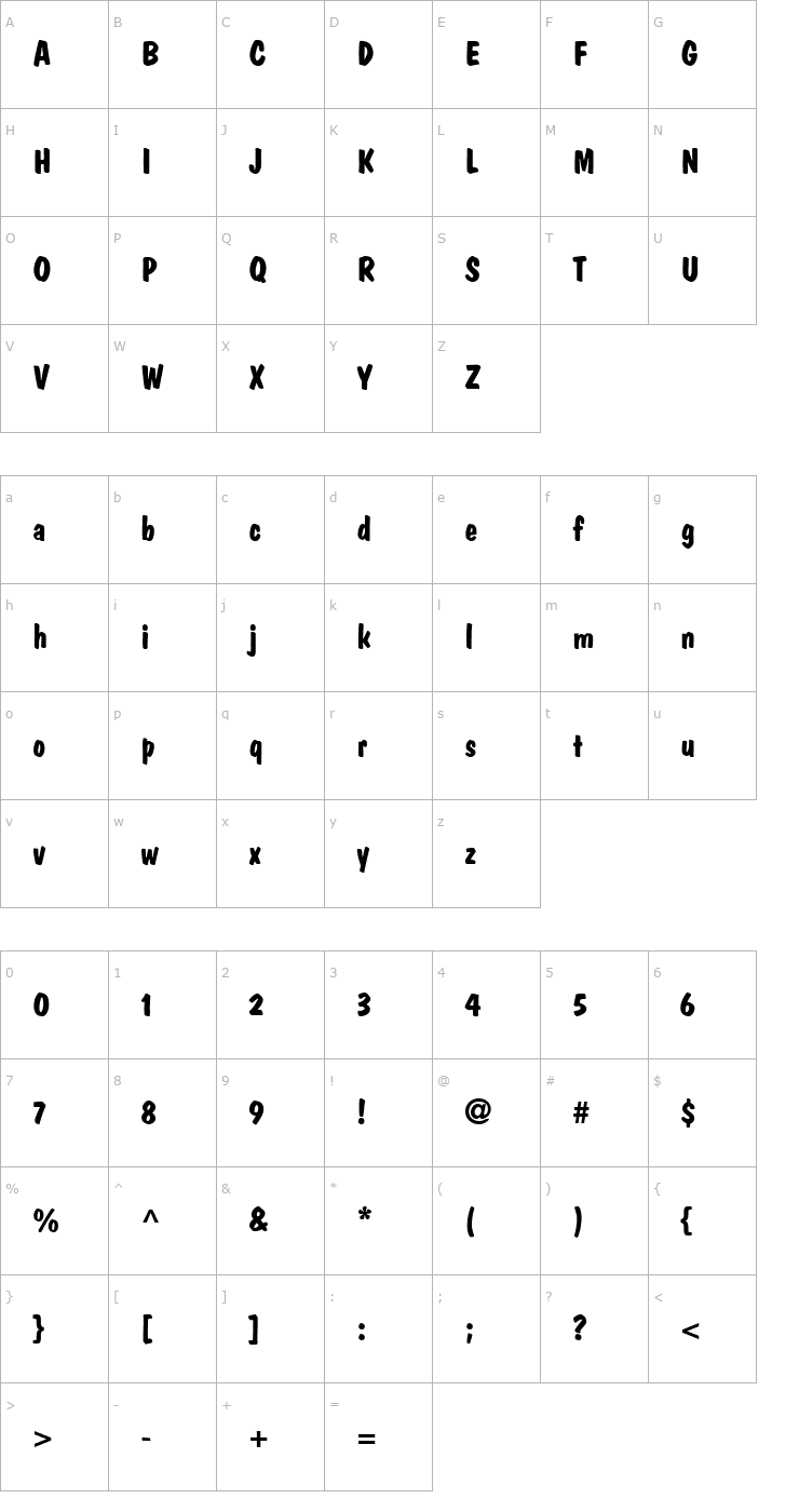 Character Map DomCasual-Bold Font