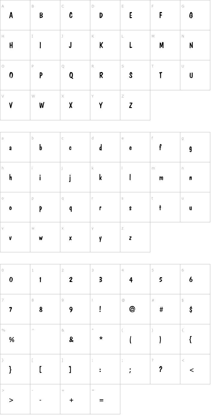 Character Map DomCasual-Thin Font