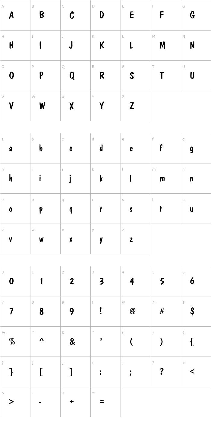 Character Map DomCasualD Font