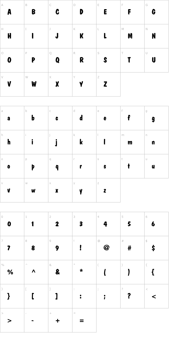 Character Map DomCasualStd-Bold Font