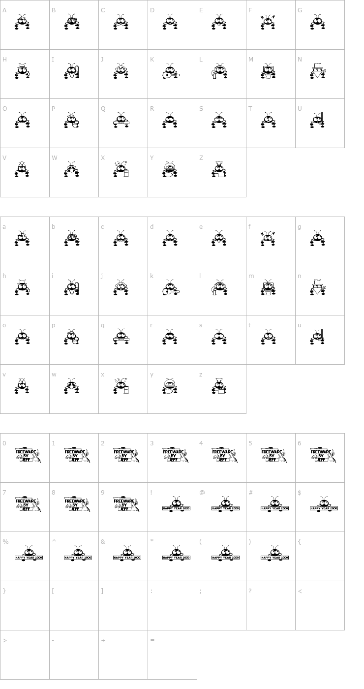 Character Map Don't Bug Me Font