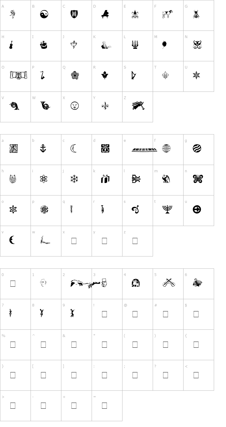 Character Map Doodle Dingbats One SSi Font