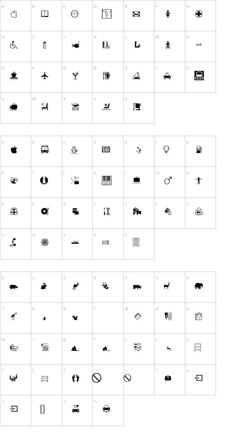 Character Map DoodleDingbatsSevenSSK Font