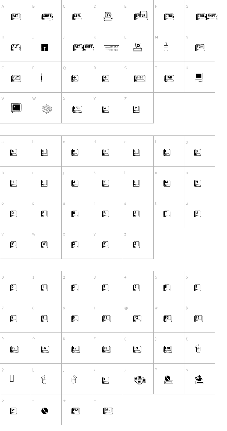 Character Map DoodleDingbatsSixSSi Font