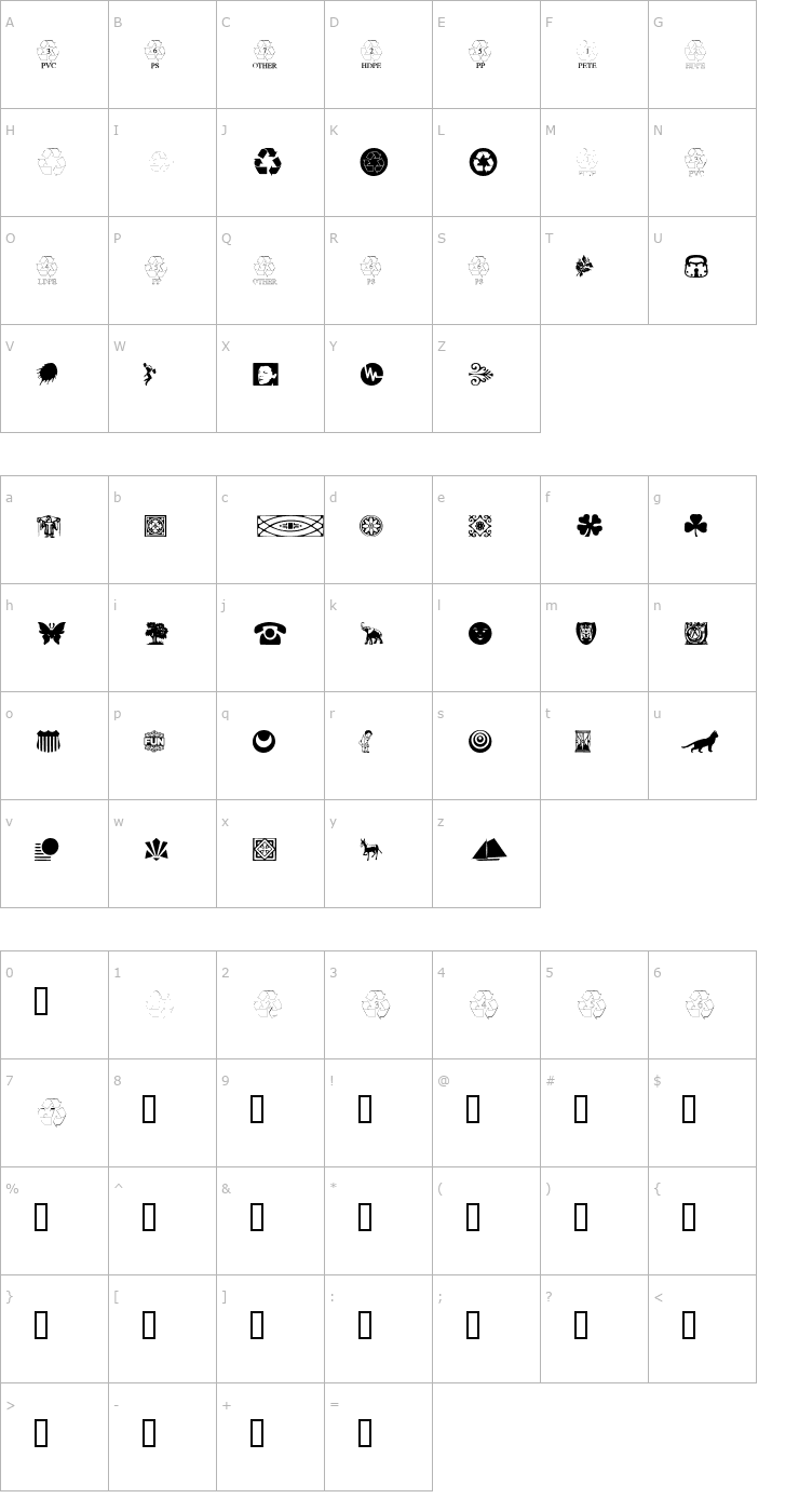 Character Map DoodleDingbatsTwoSSi Font