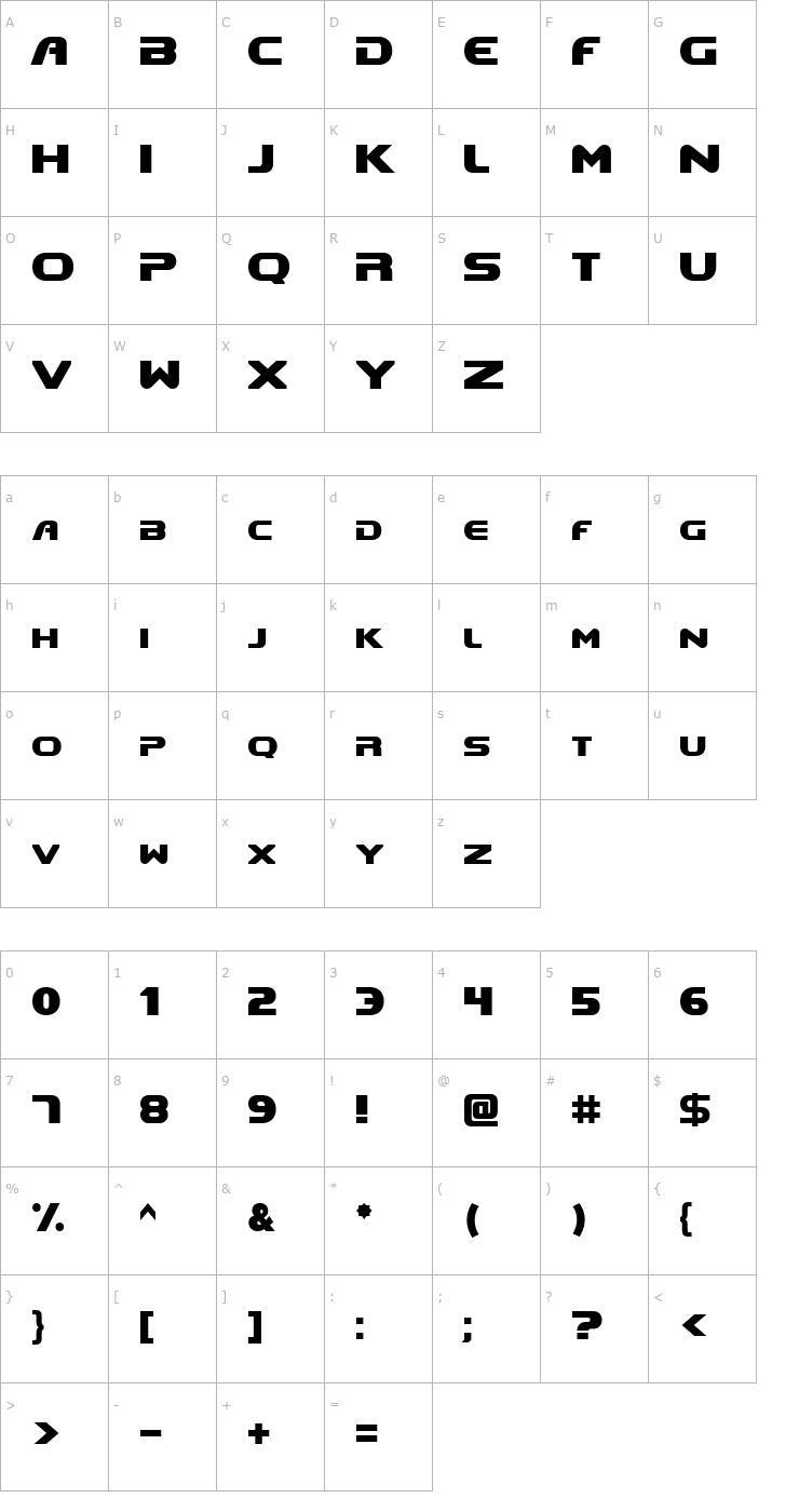 Character Map Doom Font