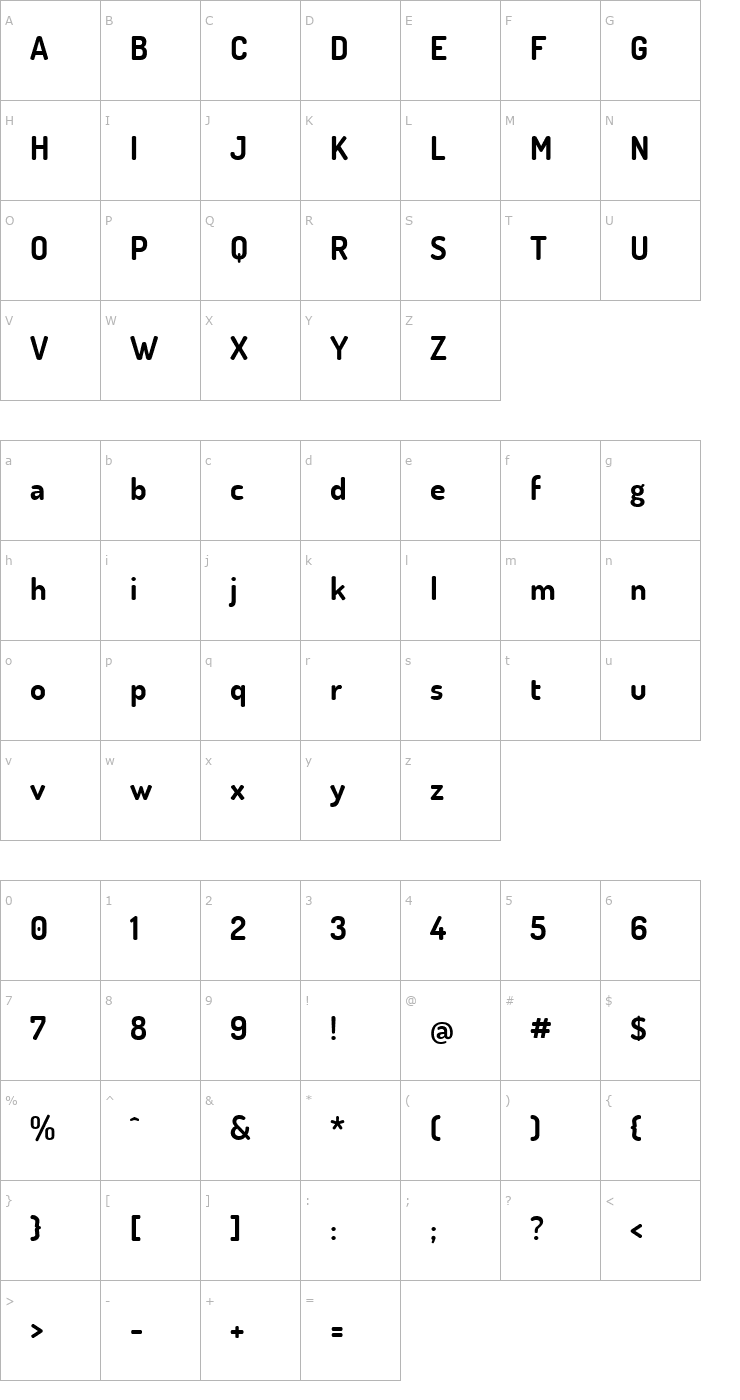 Character Map Dosis Bold Font