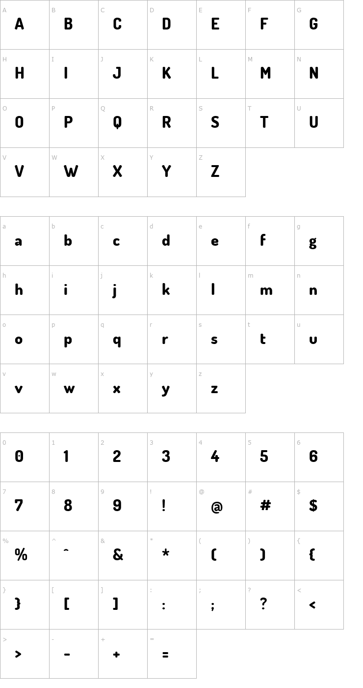 Character Map Dosis ExtraBold Font