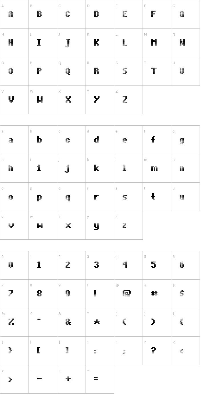 Character Map Dot Matrix Bold Font