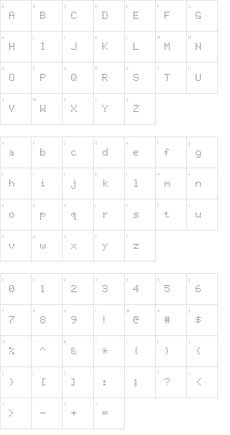 Character Map Dot Matrix Normal Font