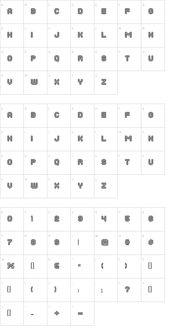 Character Map Dots All For Now Inline JL Font