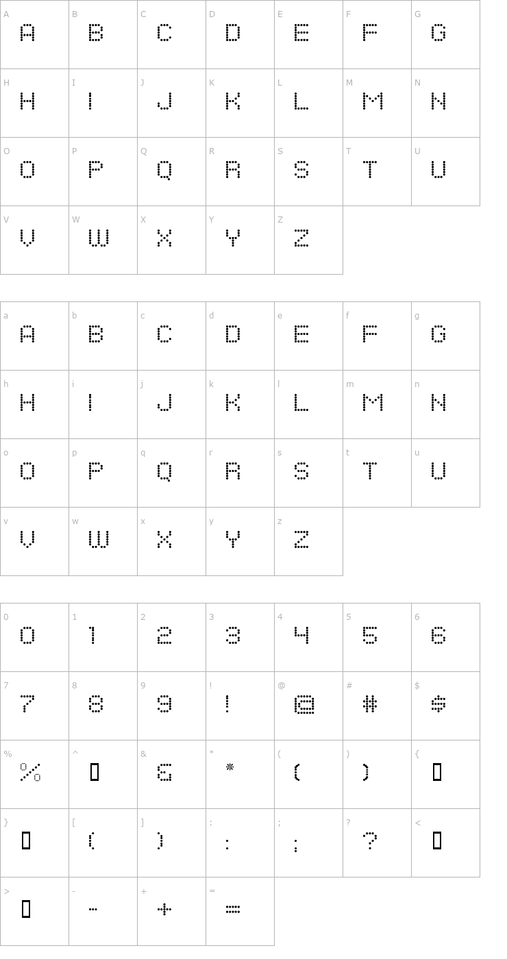 Character Map Dots All For Now JL Font