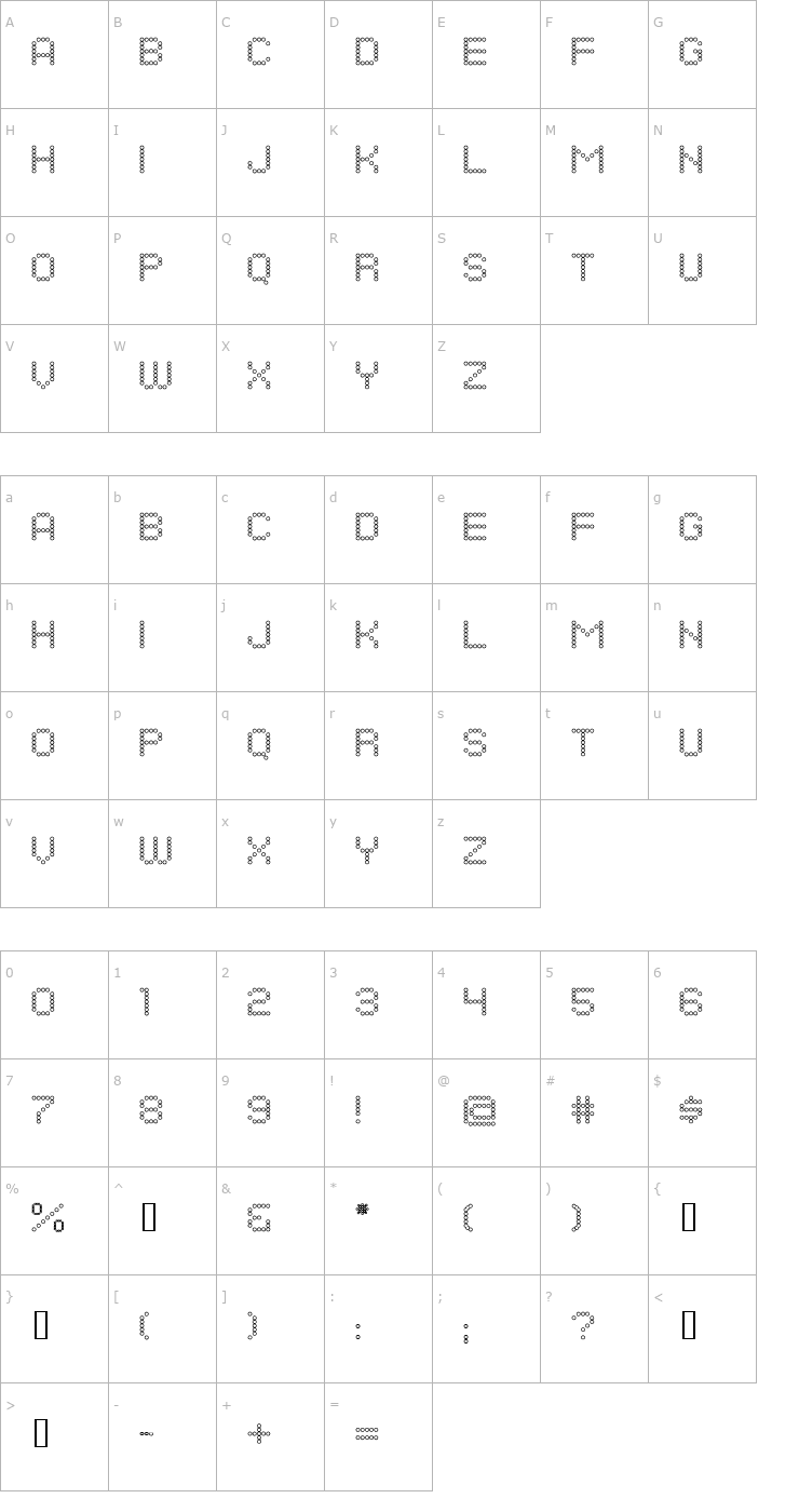 Character Map Dots All For Now Open JL Font