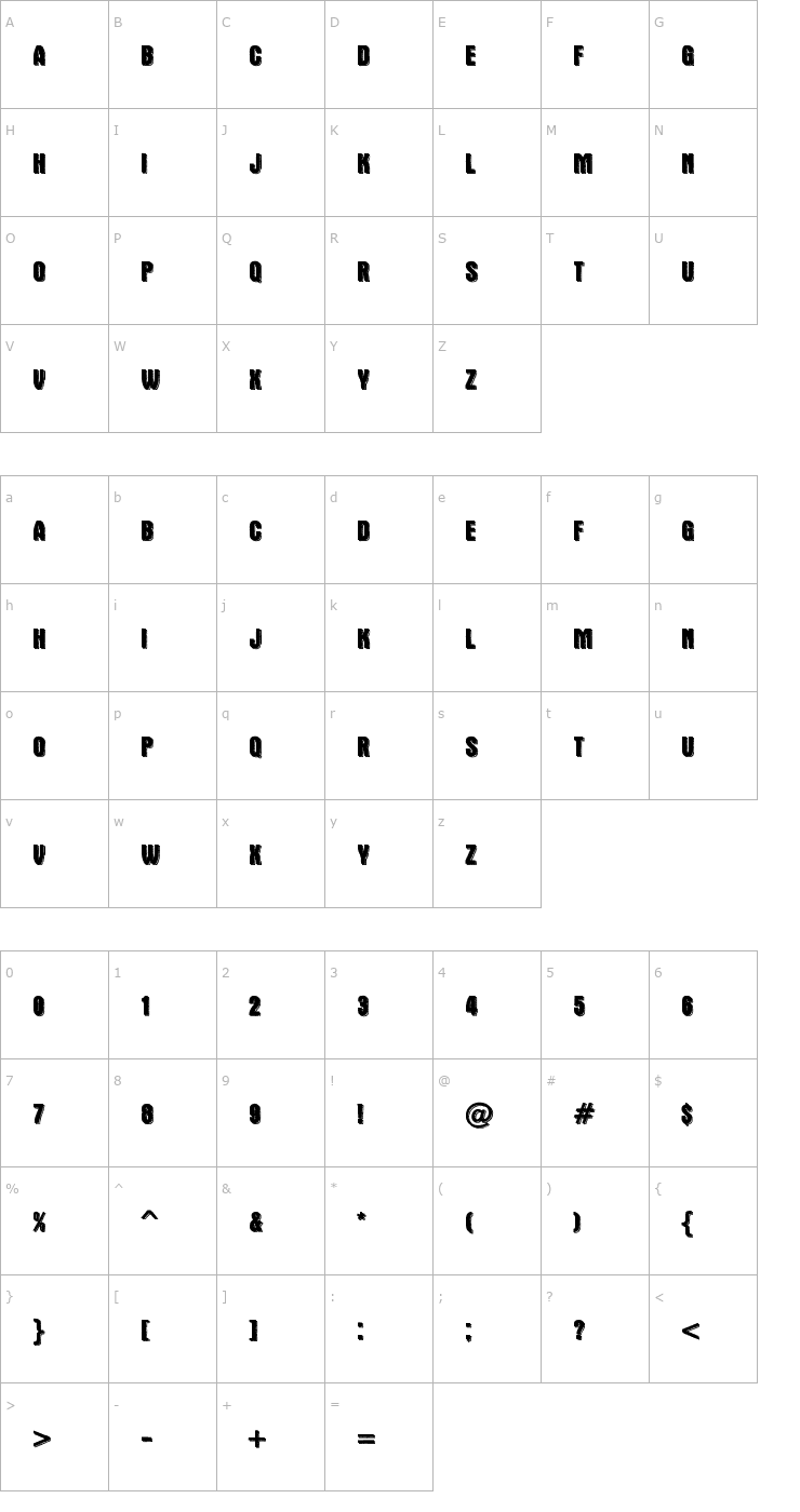 Character Map Double Slug Font