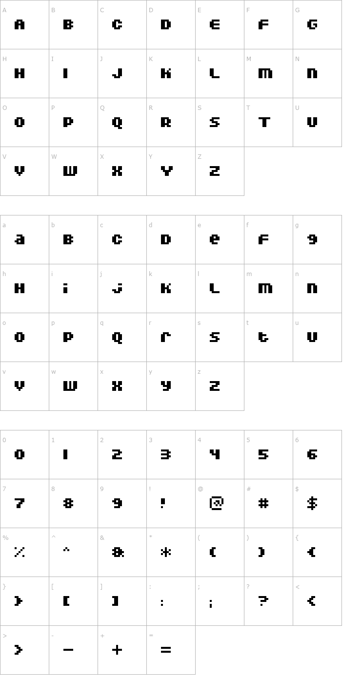 Character Map DoubleOhOne Bold Font