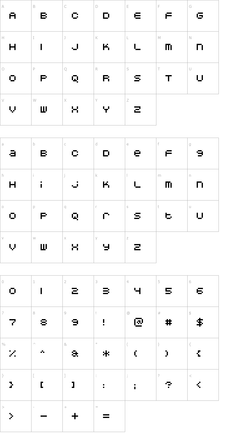 Character Map DoubleOhOne Font