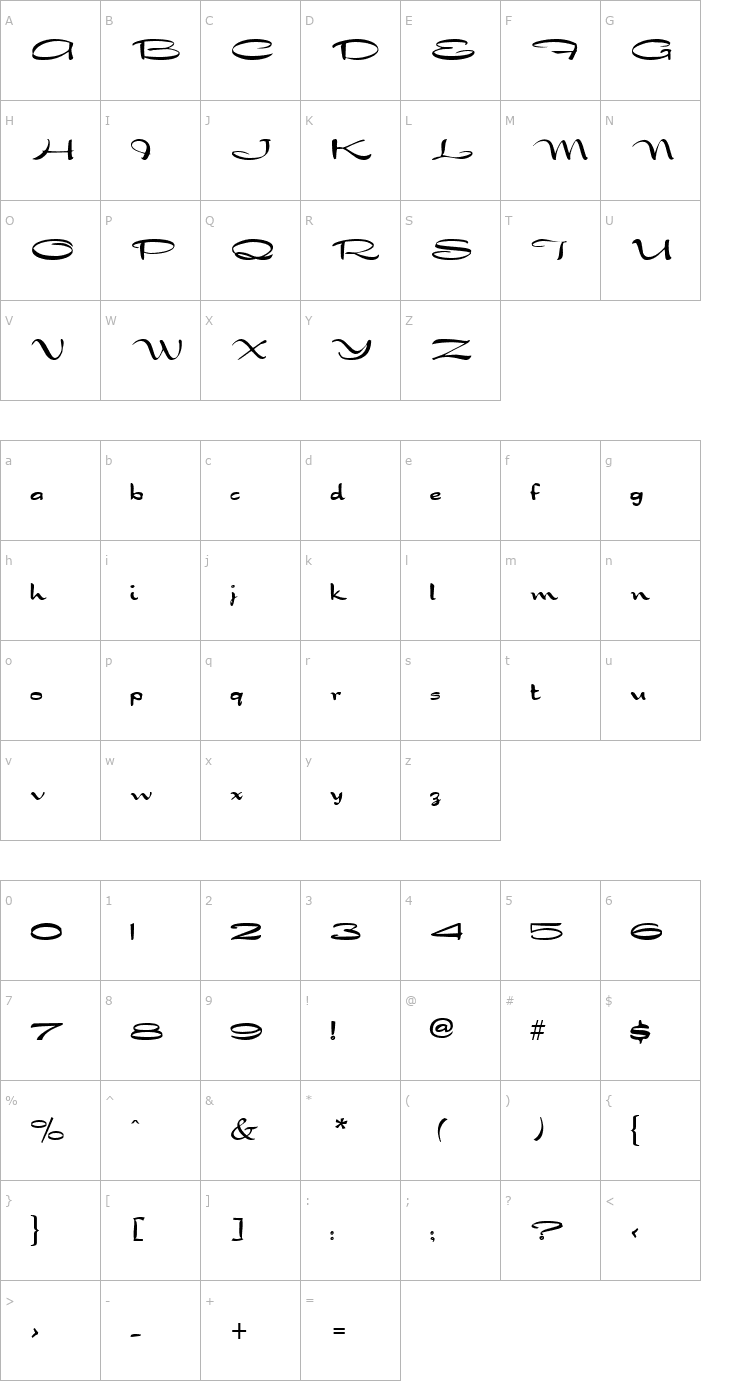 Character Map Draconian Font