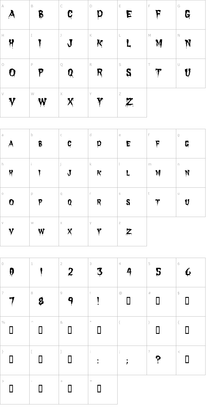 Character Map Dracula Font