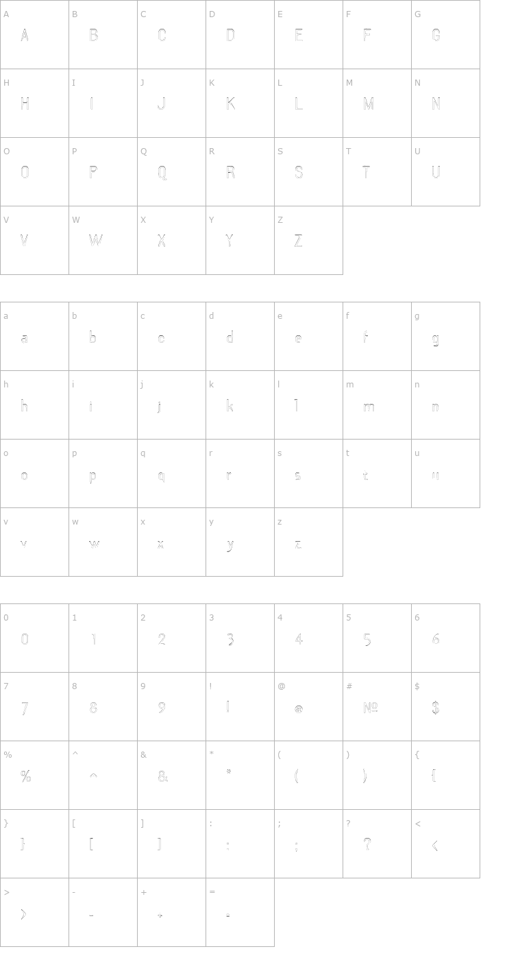 Character Map DraftPlateOutlineLight Font