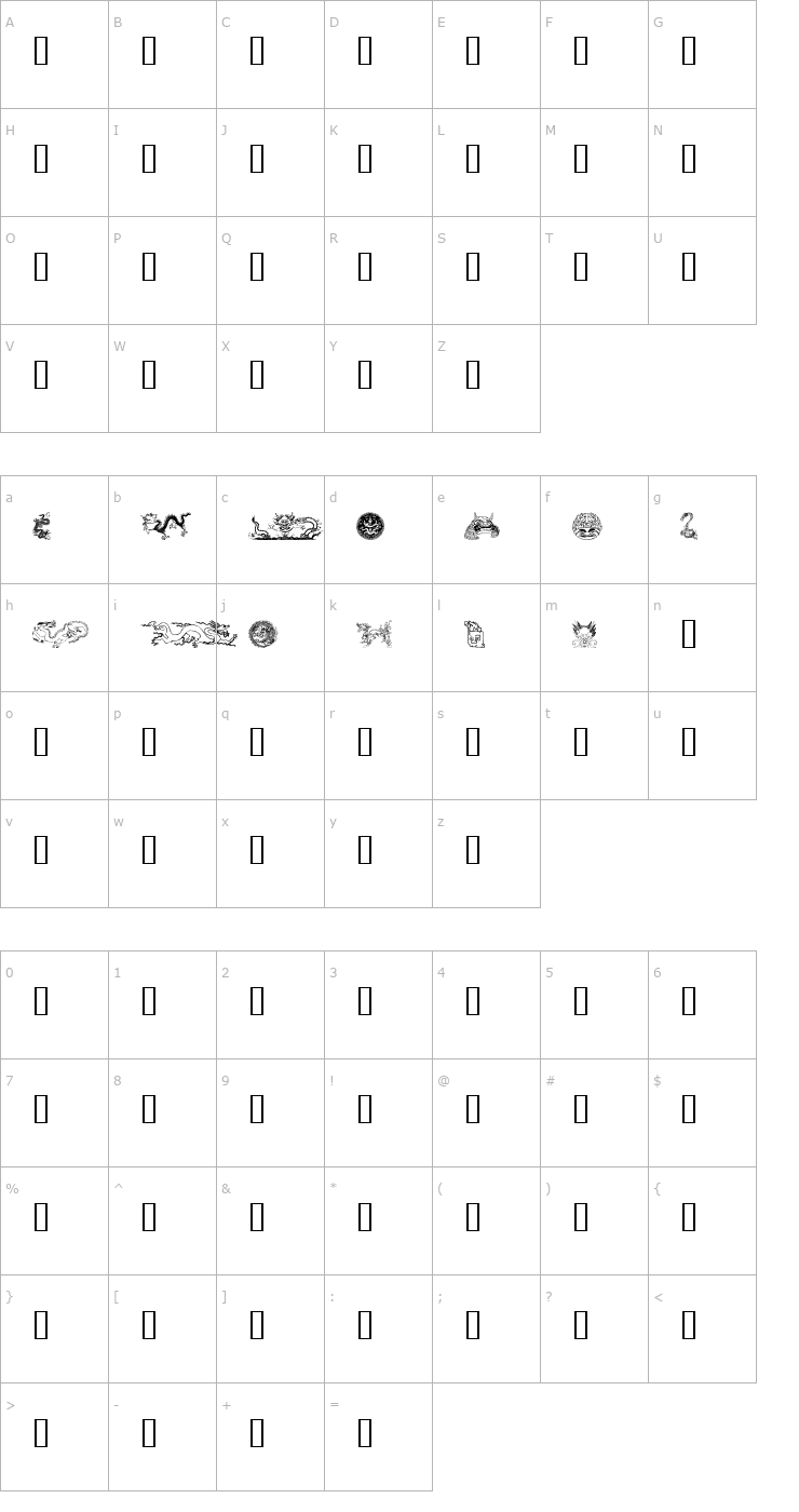 Character Map Dragons Font