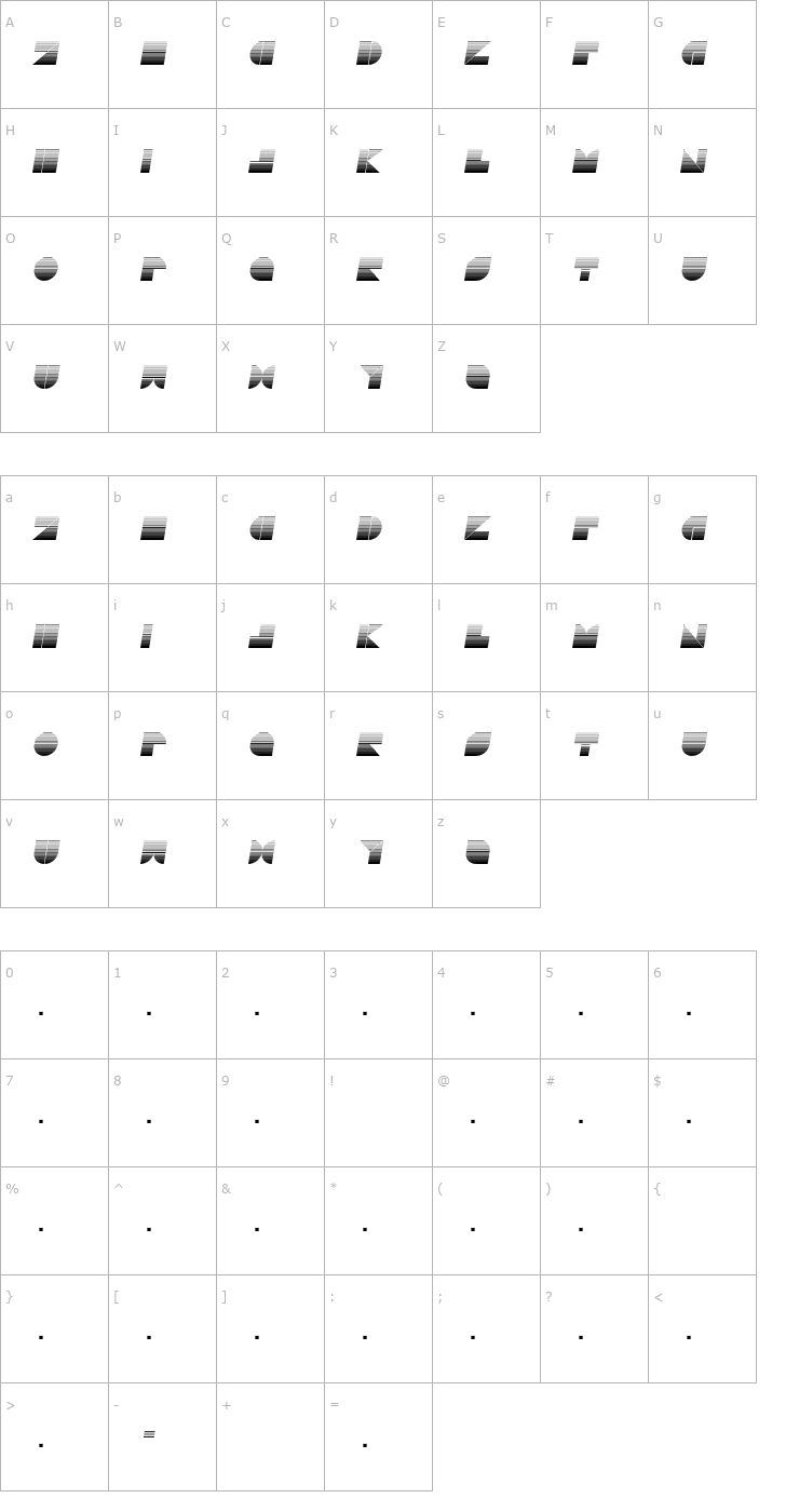 Character Map Drebiek Expanded Stripes Italic Font