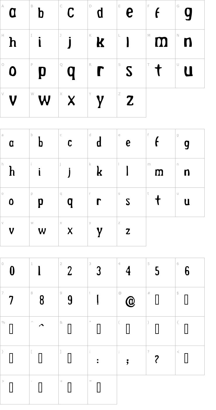 Character Map Drek Normal Font