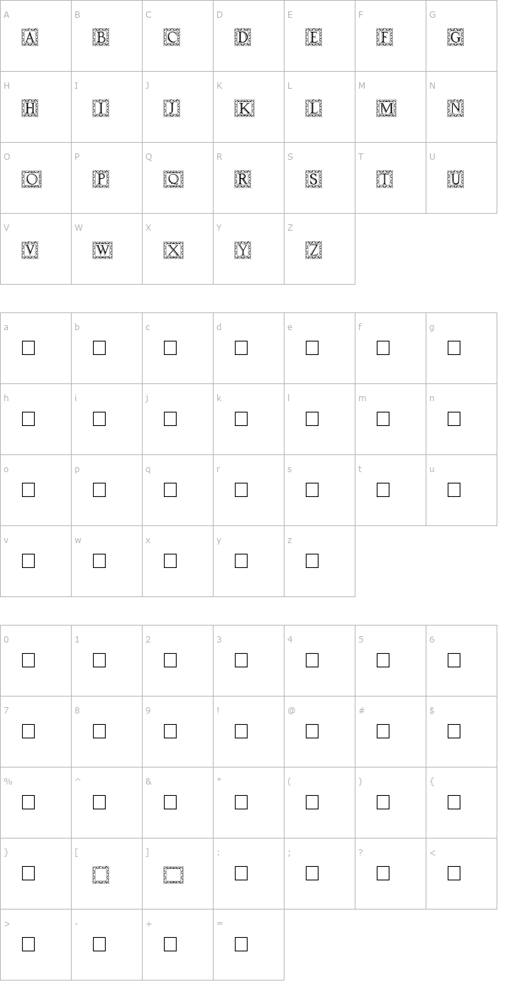 Character Map Drop Caps Inline Regular Font