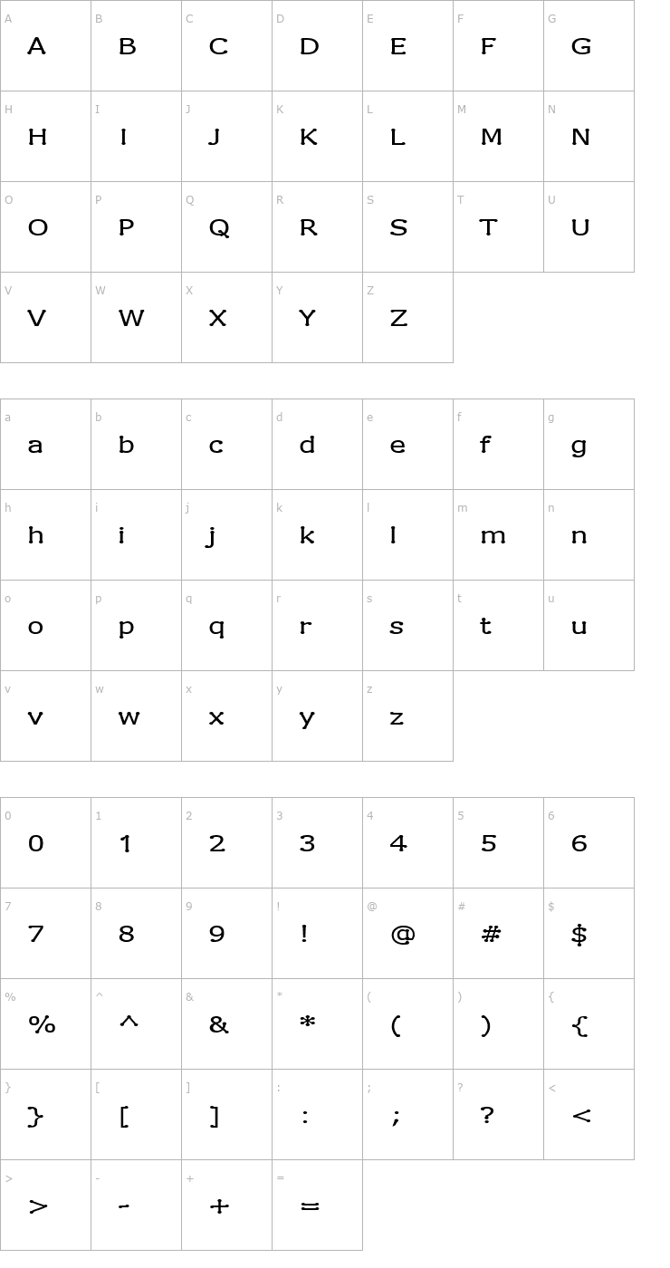 Character Map Drummon Font