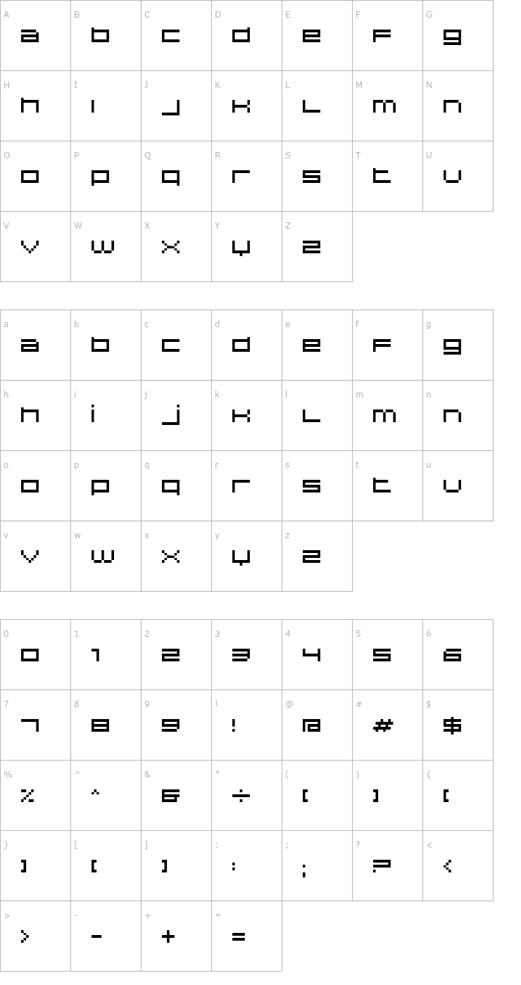 Character Map DS Hiline Font