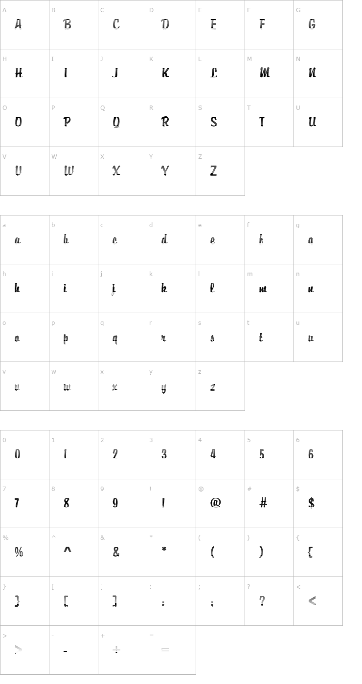 Character Map DTCBrodyM02 Font