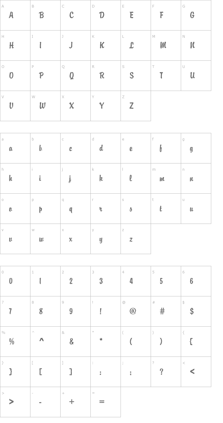 Character Map DTCBrodyM03 Font