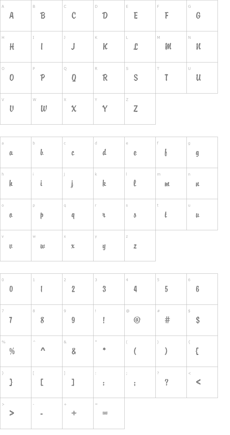 Character Map DTCBrodyM06 Font