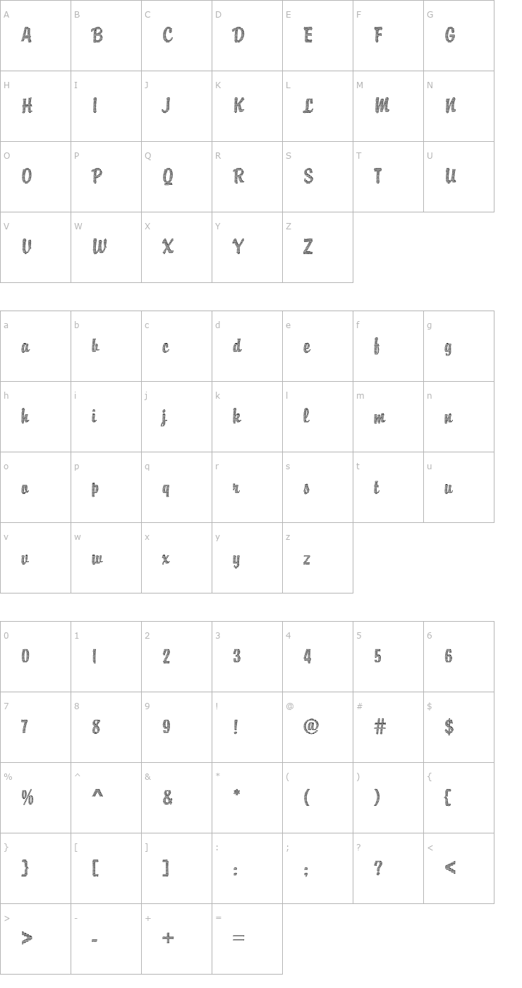 Character Map DTCBrodyM07 Font