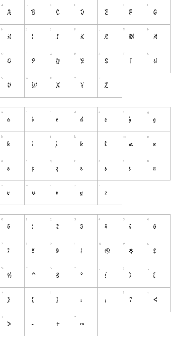 Character Map DTCBrodyM10 Font