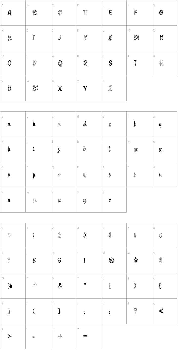 Character Map DTCBrodyM11 Font