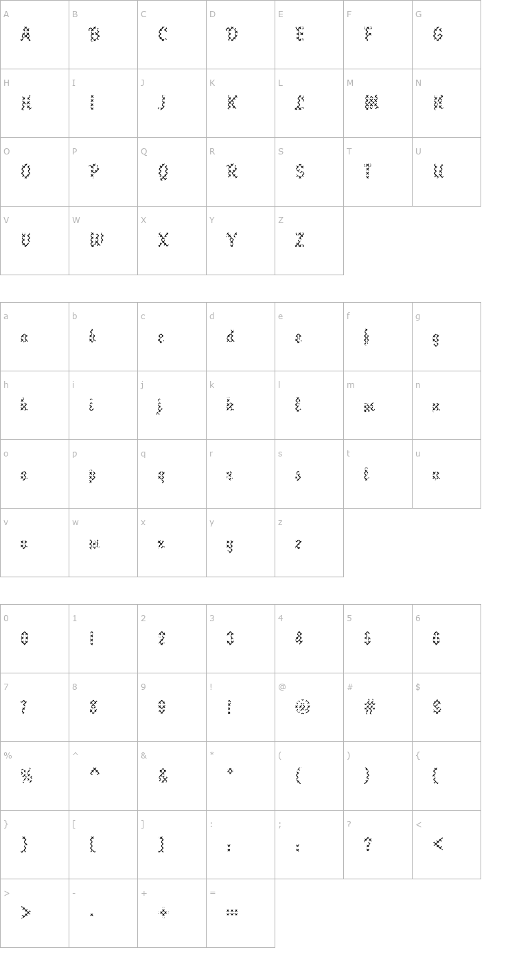 Character Map DTCBrodyM13 Font